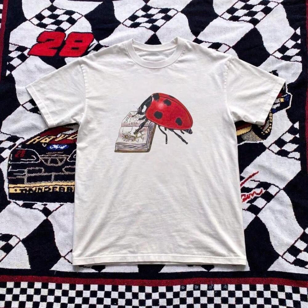 White Bug Tee With Red Accents